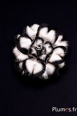 Fleur en cuir - diam. 8 cm - noir-blanc